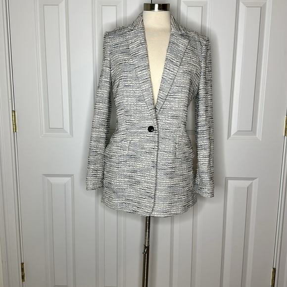 Rag & Bone Ames Deconstructed Tweed Cotton Blazer in Black and White Sz6 - Picture 6 of 11